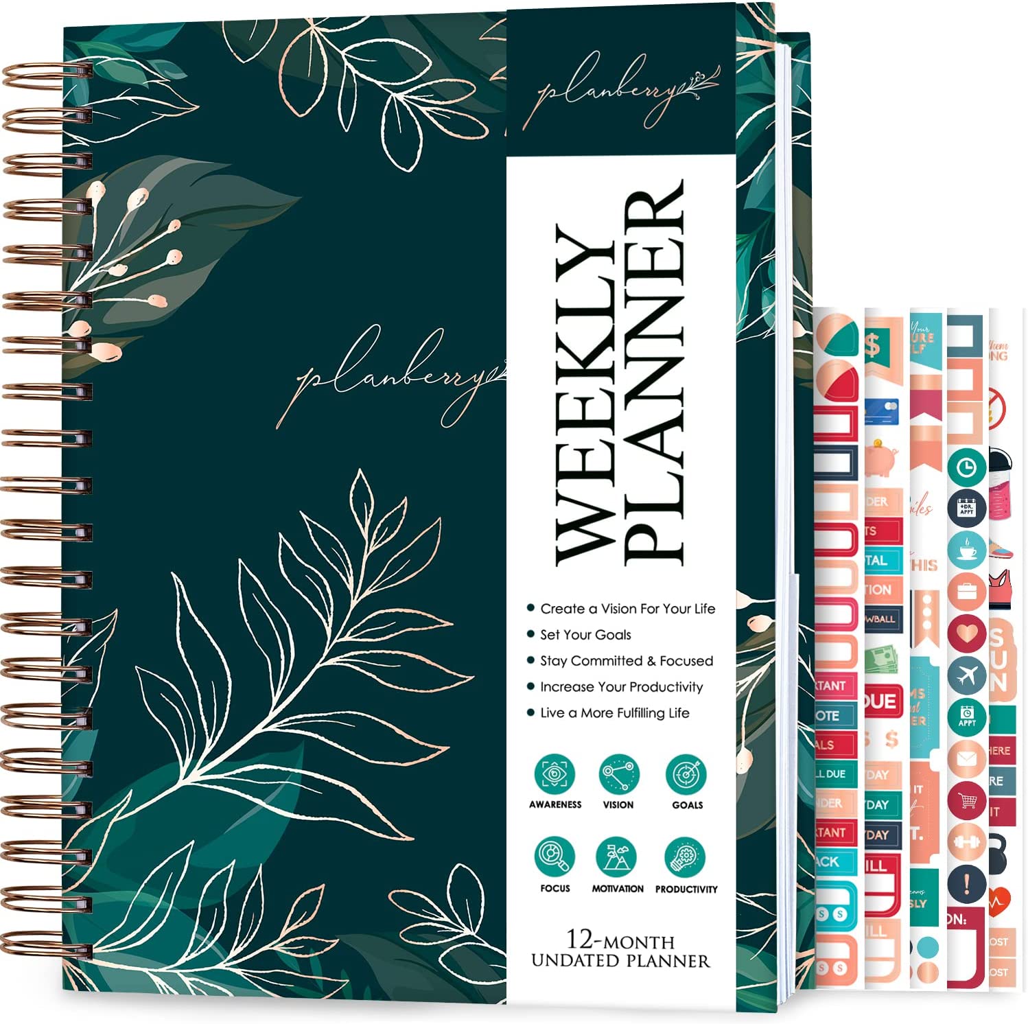 230816082840400_1 PLANBERRY Large Weekly Planner Premium – Undated Life & Budget Planner to Hit Your Goals & Live Happier – Organizer & Productivity Journal with Habit Tracker – 8x10.4″ Hardcover (African Terracotta) - Image 1